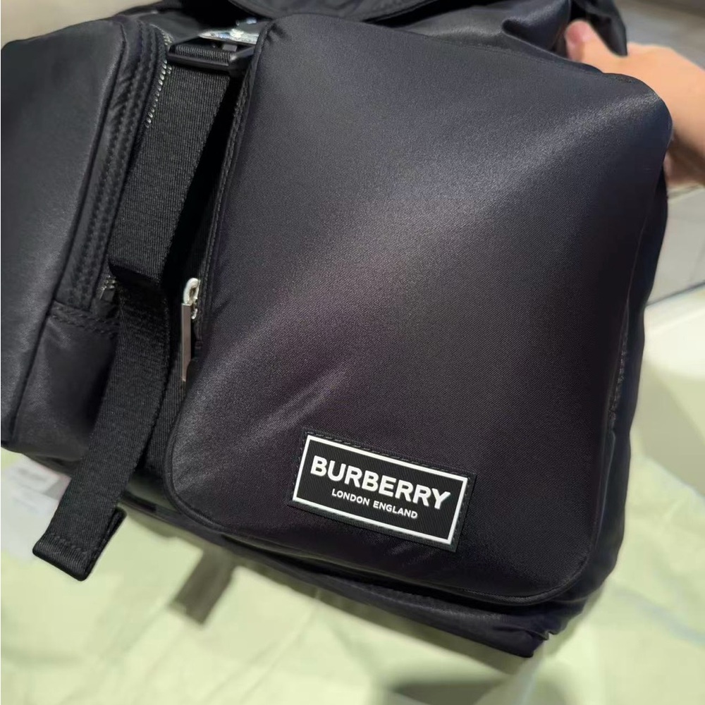 Burberry Black nylon flip Backpack small NEW - Picture 3 of 10